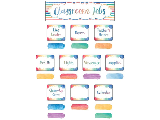 Watercolor Classroom Jobs Bulletin Board Set - US 5387