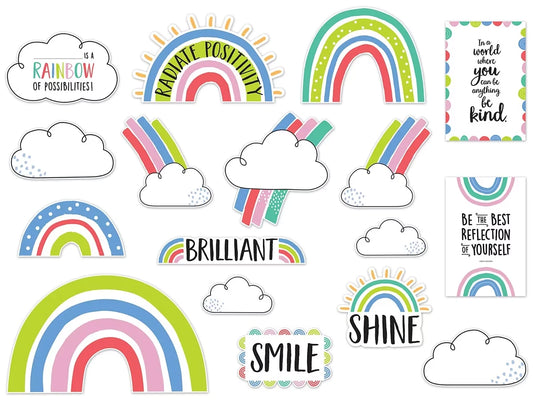 Rainbow Doodles Motivational Bulletin Board Set - US 8330