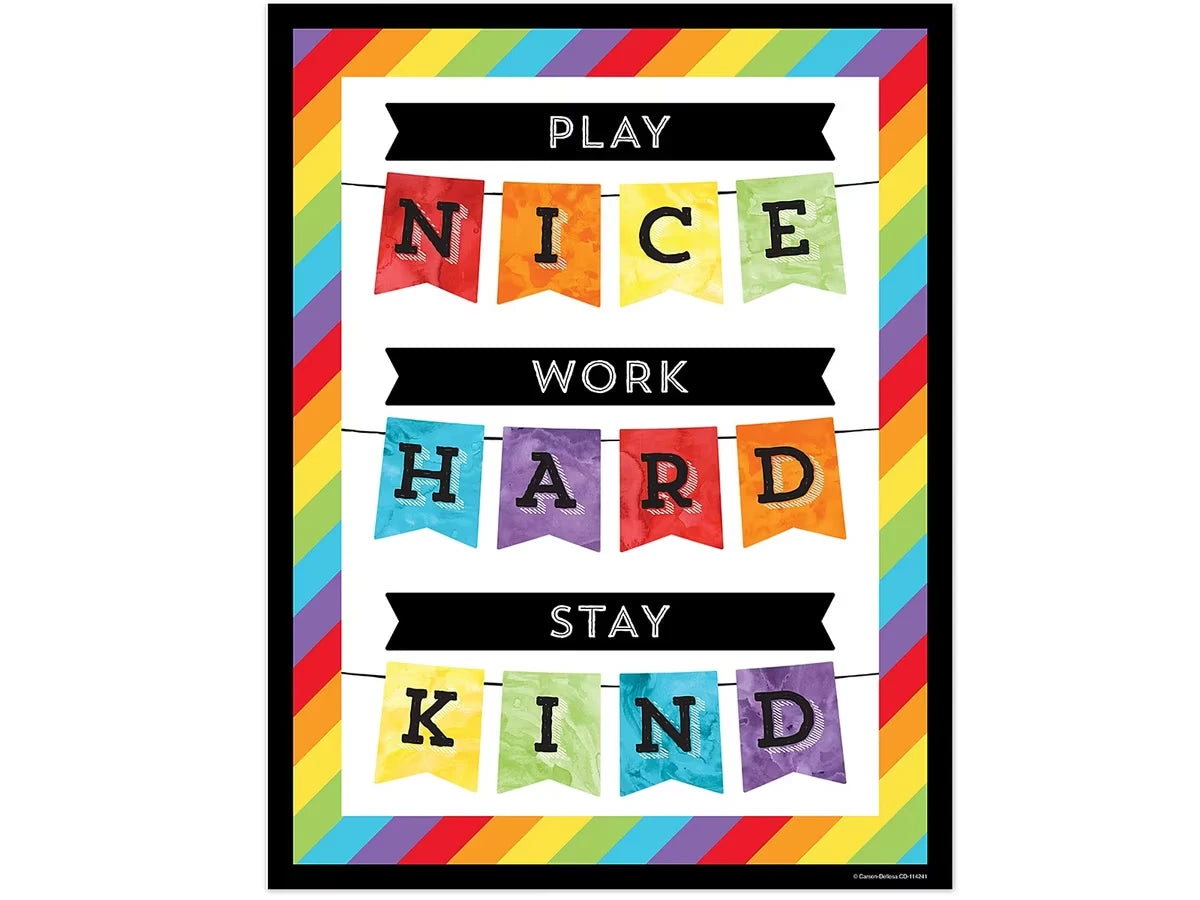 Celebrate Learning Play Nice, Work Hard, Stay Kind Poster - US 7591