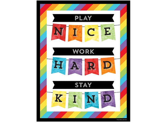 Celebrate Learning Play Nice, Work Hard, Stay Kind Poster - US 7591