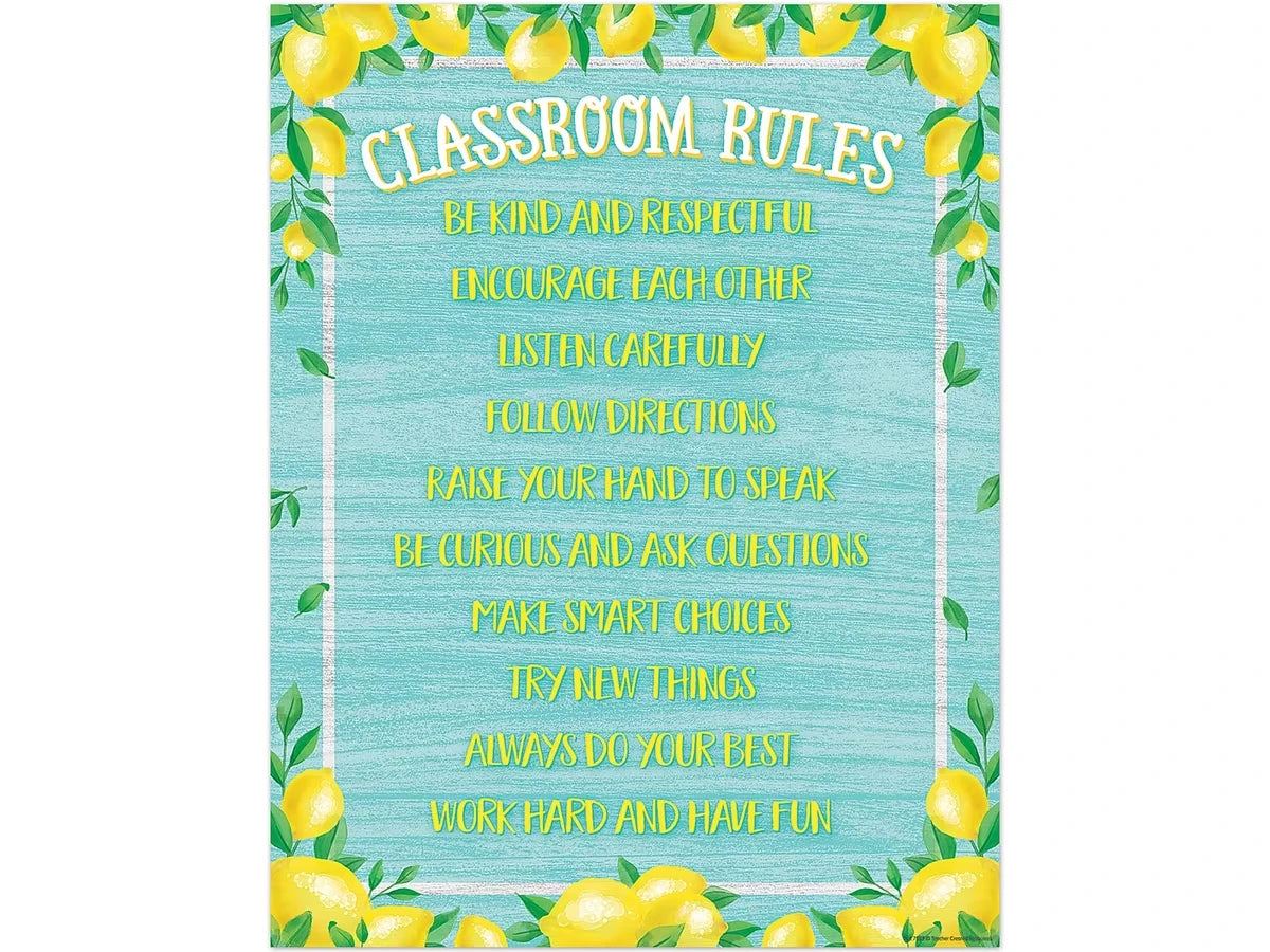 Lemon Zest Classroom Rules Poster - US 7553