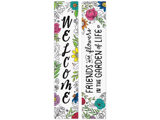 Bright Blooms Welcome Double-Sided Banner - US 4355