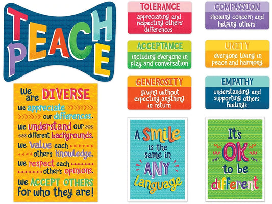 One World Teach Peace Bulletin Board Set - US 4224
