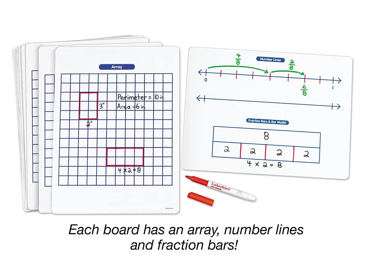 Building Math Skills Write & Wipe Boards - Gr. 3-5 - Set of 30 - US 2067
