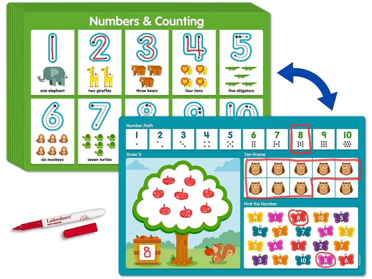 Numbers & Counting Write & Wipe Boards - Set of 10 - US 6808