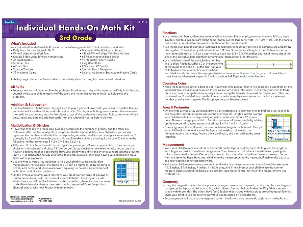 Individual Hands-On Math Kit – Gr. 3 - US 5806