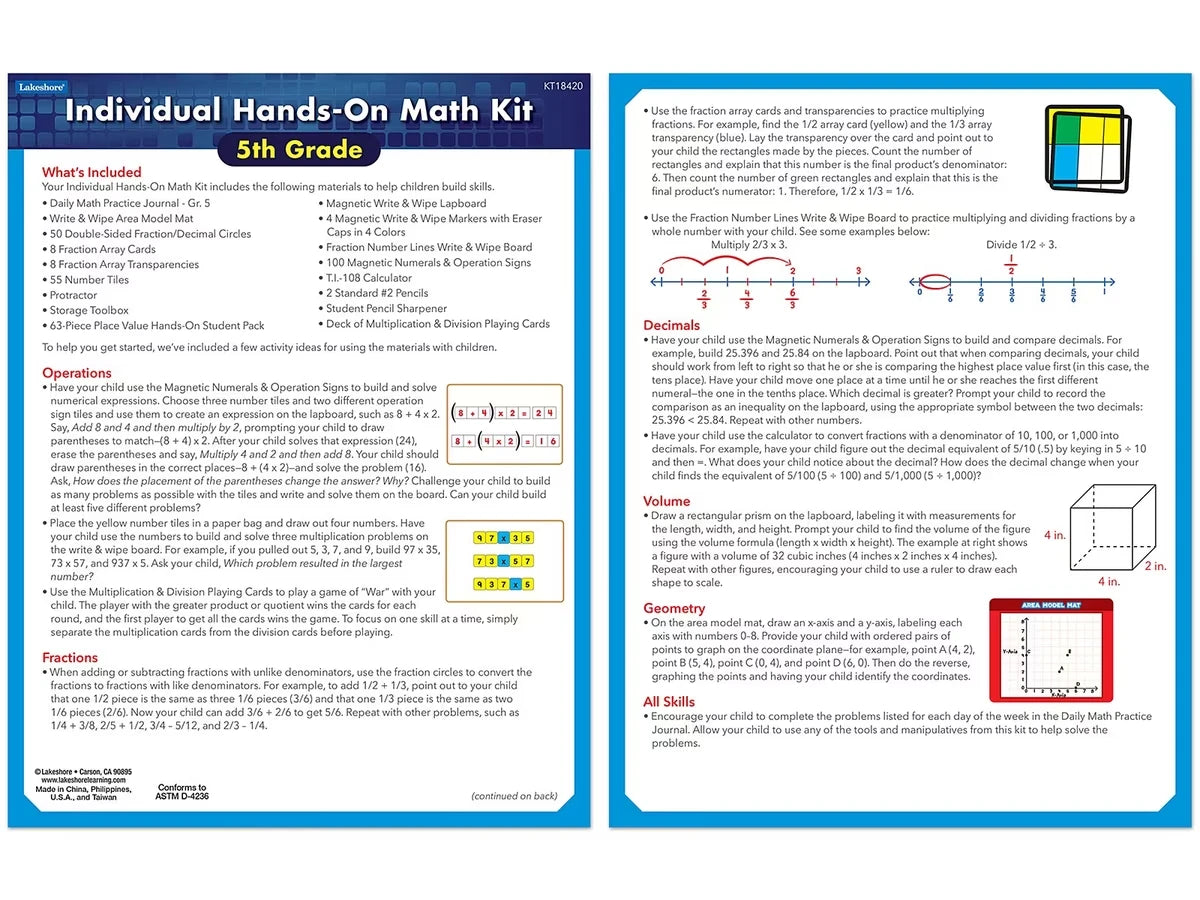 Individual Hands-On Math Kit – Gr. 5 - US 9414