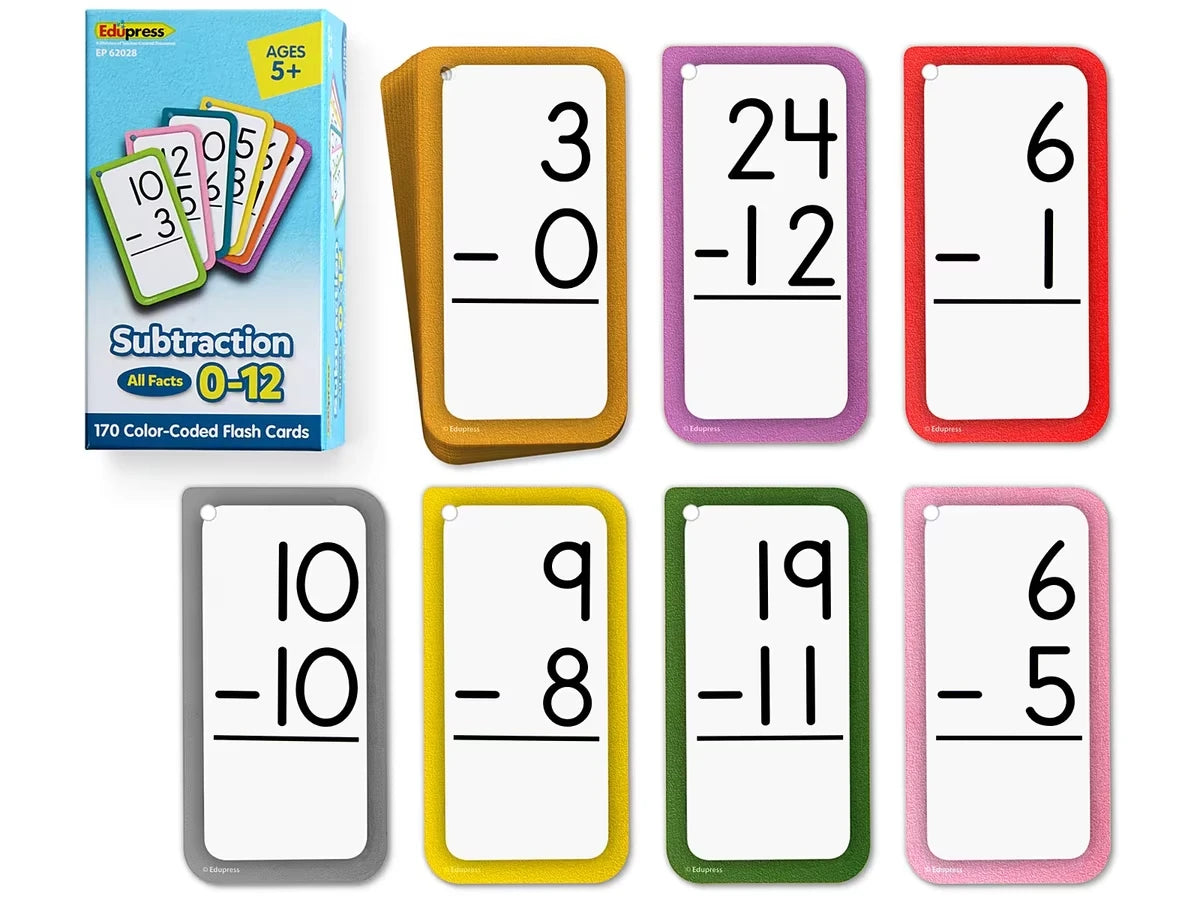 Subtraction All Facts 0-12 Flash Cards - US 9141