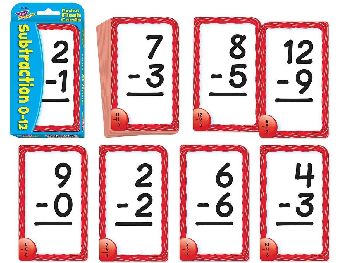 Subtraction 0-12 Pocket Flash Cards - US 5947