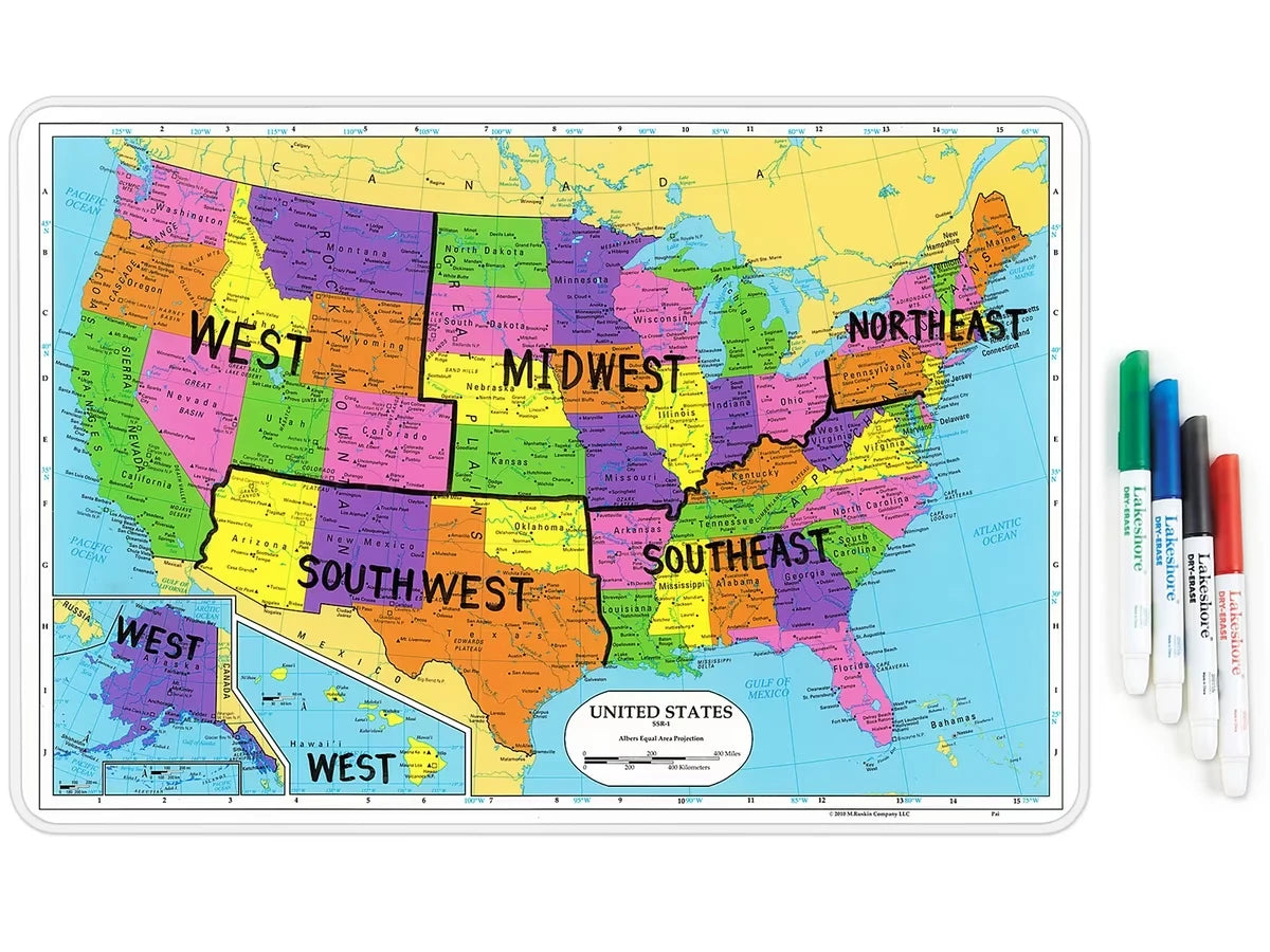 Write & Wipe U.S.A. Tabletop Map - US 7108