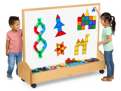 Classic Birch Mobile Double-Sided Magnetic Write & Wipe Station - US 5221