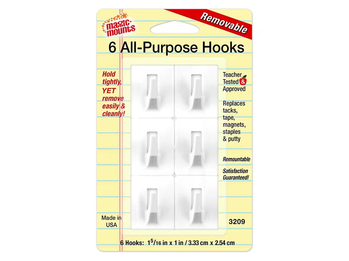Removable All-Purpose Hooks - Set of 6 - US 7499