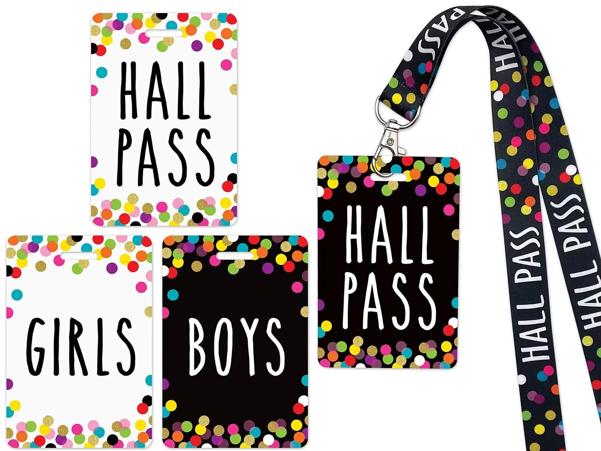 Confetti Student Hall Pass Lanyards - US 7002