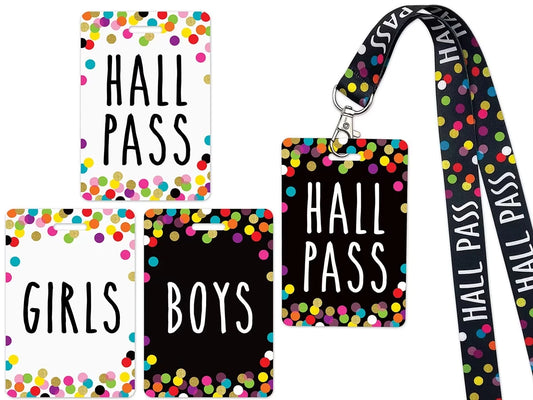 Confetti Student Hall Pass Lanyards - US 7002