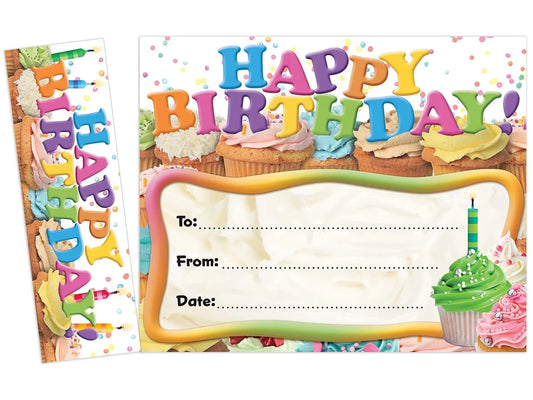 Cupcake Bookmark Birthday Certificates - US 9777