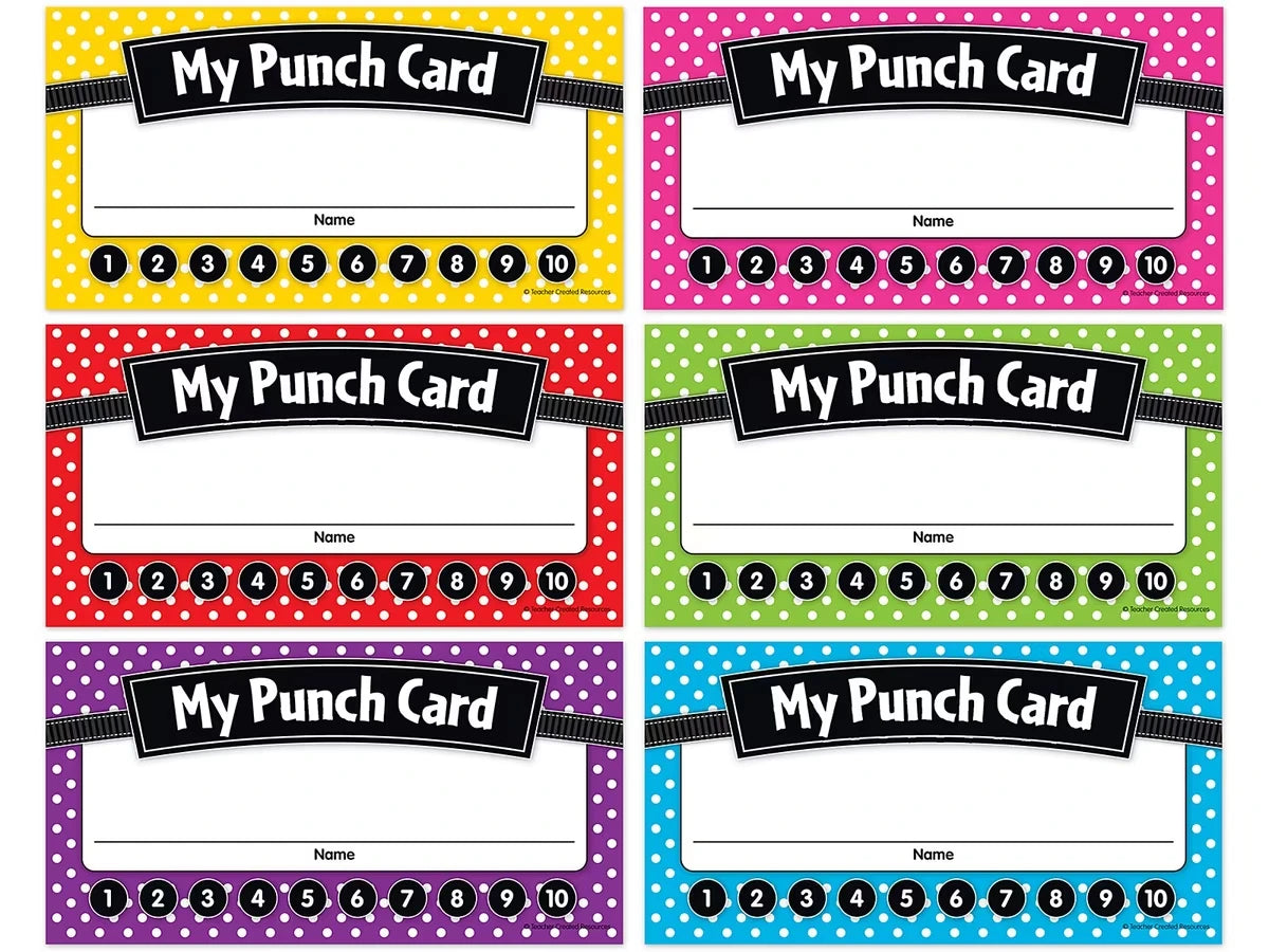 Polka Dot Incentive Punch Cards - US 9709