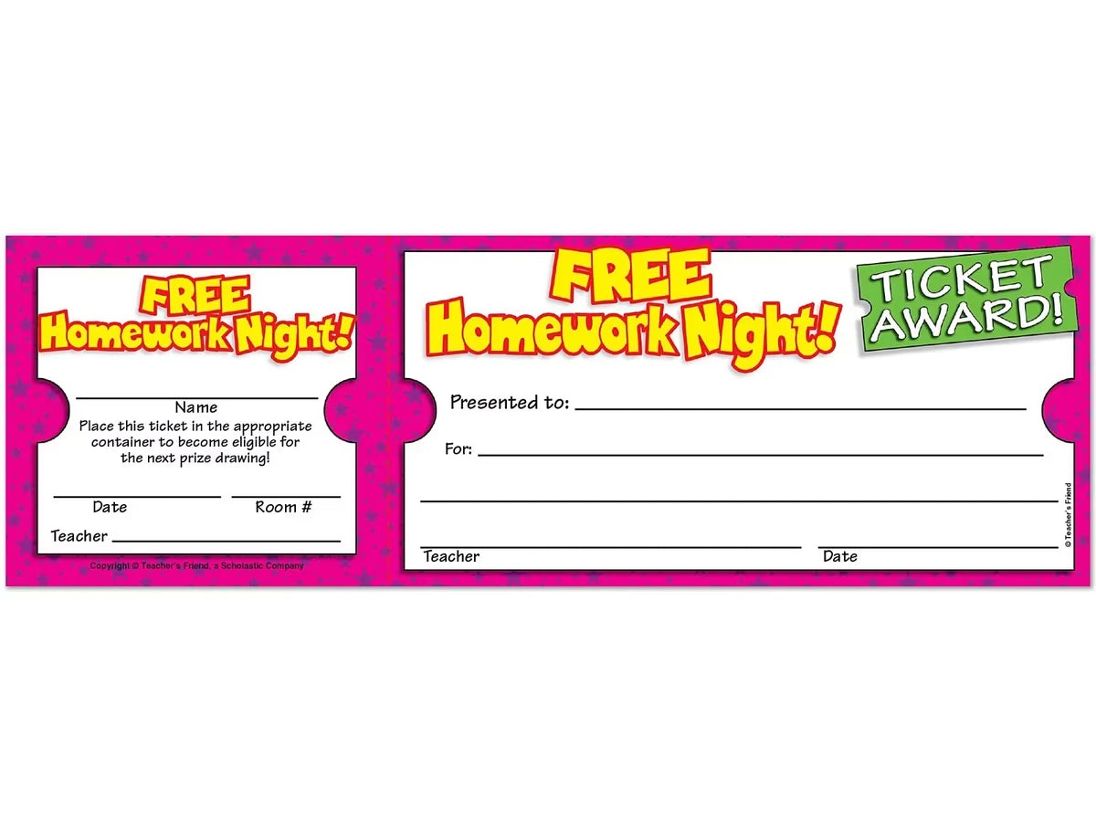 Free Homework Night Ticket Awards - US 3786