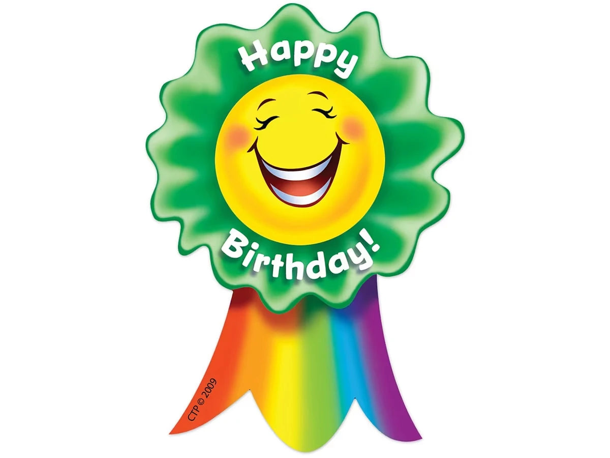 Smiling Ribbon Birthday Badges - US 7549