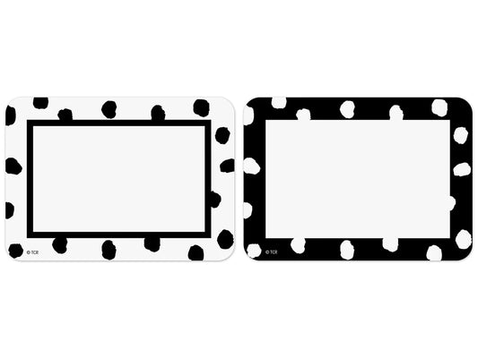 Black & White Painted Dots Name Tags - Variety Pack - US 8547