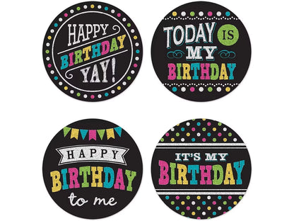 Chalkboard Brights Birthday Badges - Variety Pack - US 6656