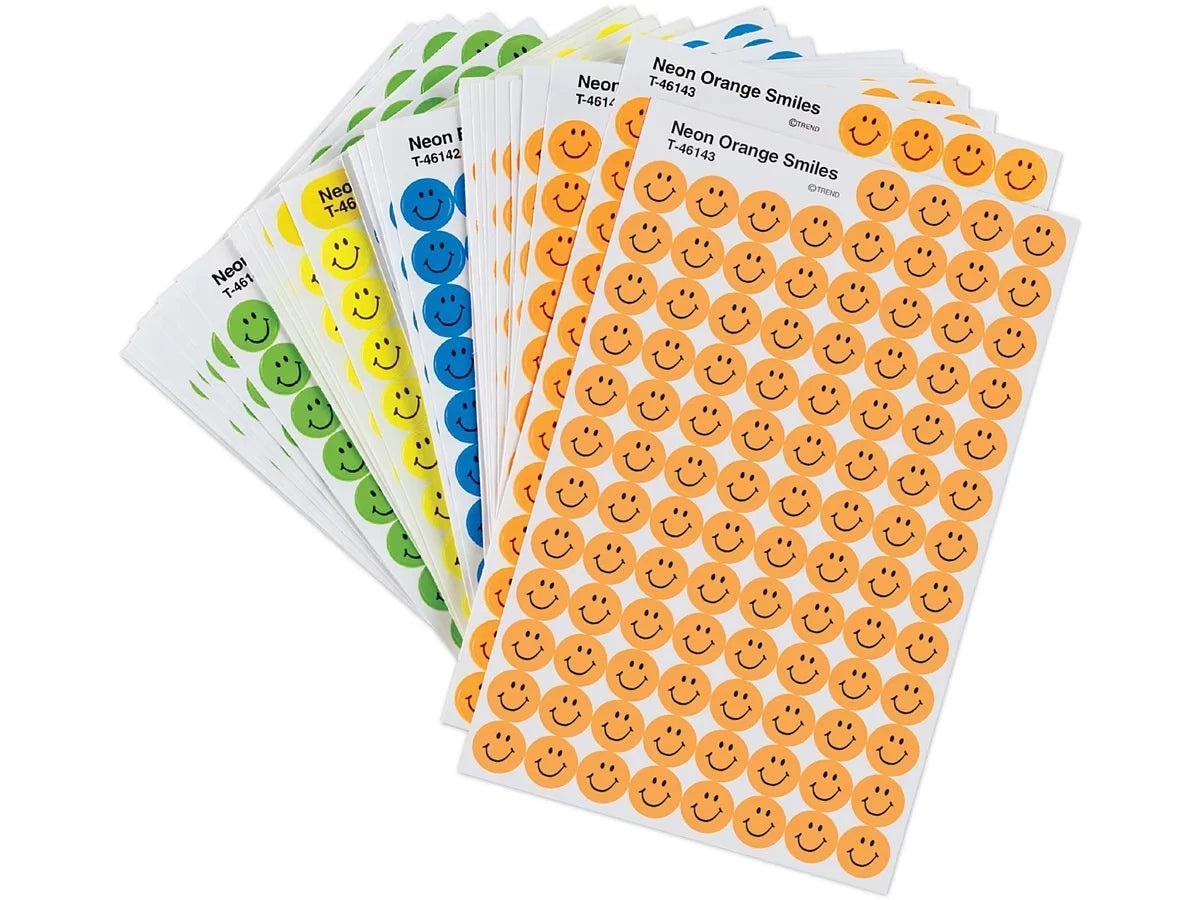Neon Smiley Face Mini Stickers - Variety Pack - US 9829
