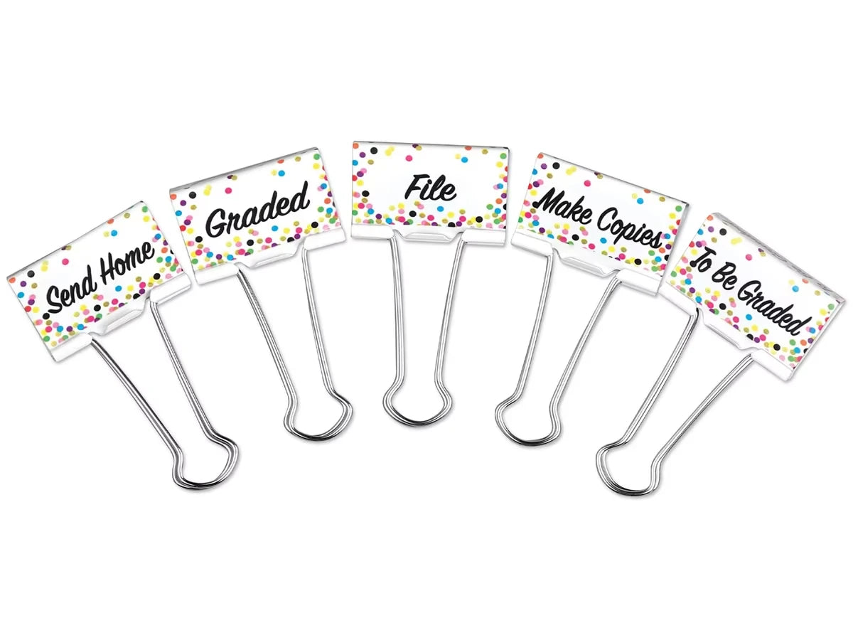 Confetti Classroom Management Large Binder Clips - US 8765