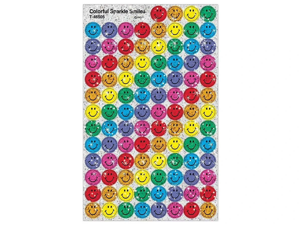Colorful Sparkle Smiley Face Stickers - US 1257