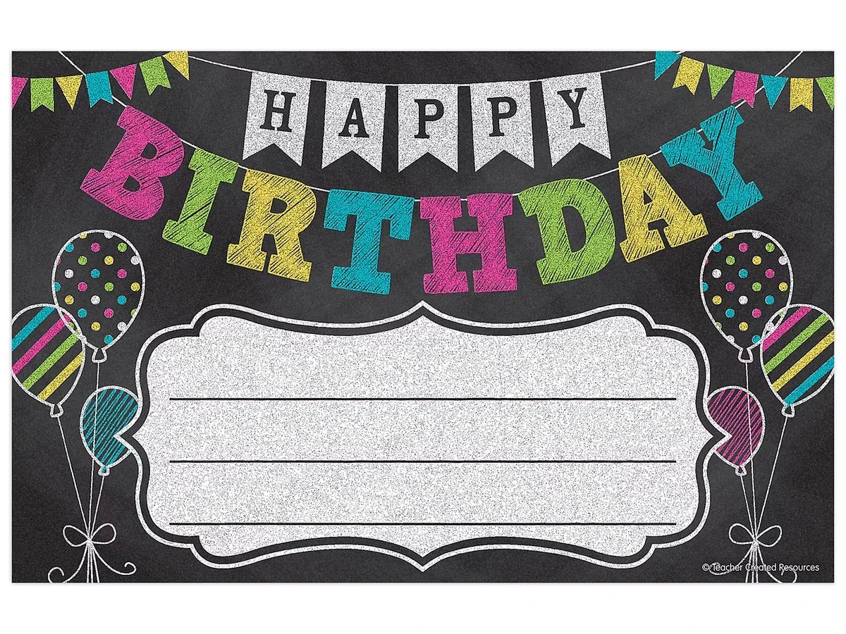 Chalkboard Brights Birthday Certificates - US 3336