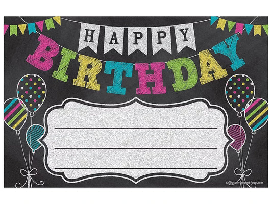 Chalkboard Brights Birthday Certificates - US 3336