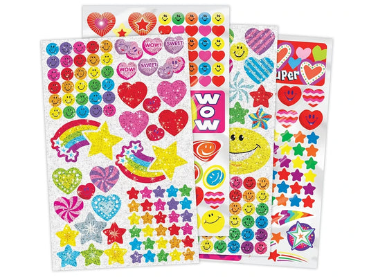 Sparkling Stars, Hearts & Smiles Stickers - Variety Pack - US 8261