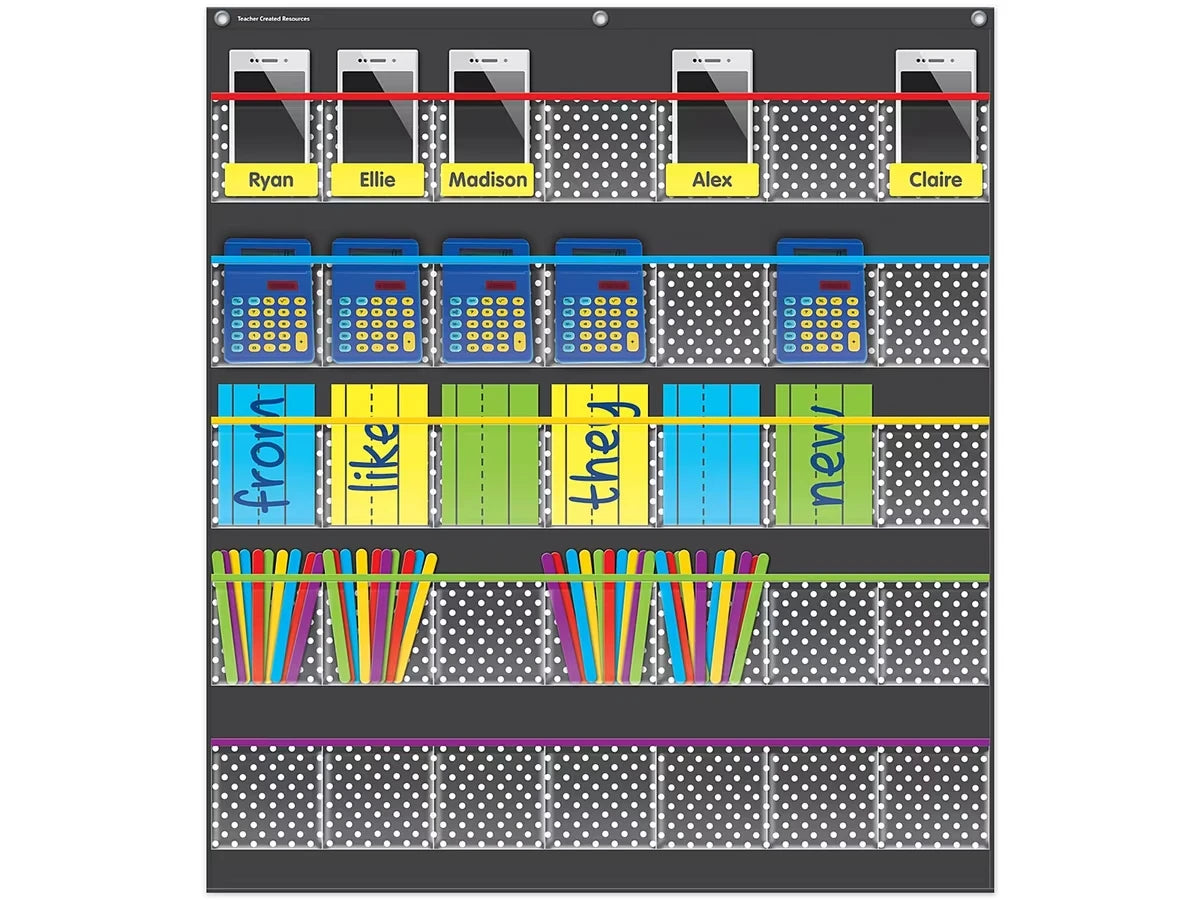 Black Polka Dot Storage Pocket Chart - US 4614