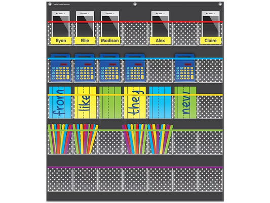 Black Polka Dot Storage Pocket Chart - US 4614