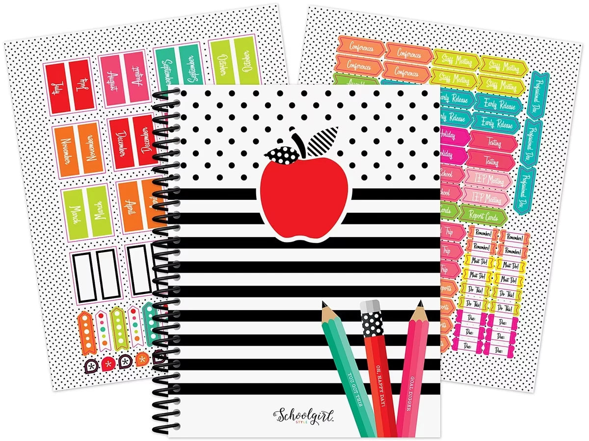 Black, White & Stylish Brights Lesson Plan & Record Book - US 3451