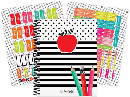 Black, White & Stylish Brights Lesson Plan & Record Book - US 3451