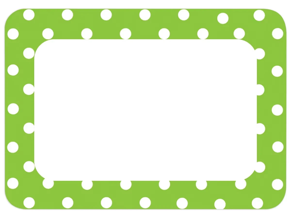 Lime Green Polka Dot Name Tags - US 9886