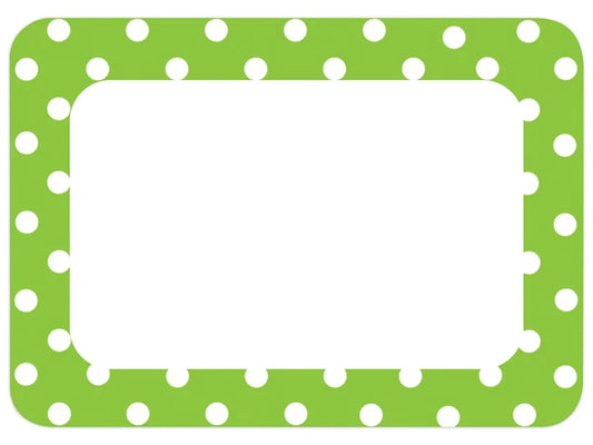 Lime Green Polka Dot Name Tags - US 9886