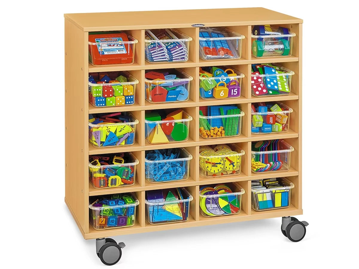 Flex-Space Mobile Clear-View 20-Bin Storage Center - Maple - US 7956