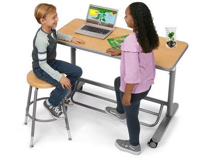 Flex-Space Mobile Standing Desk for Two - Maple - US 9443