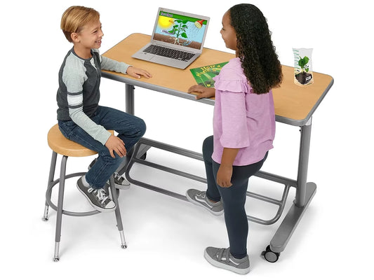Flex-Space Mobile Standing Desk for Two - Maple - US 9443