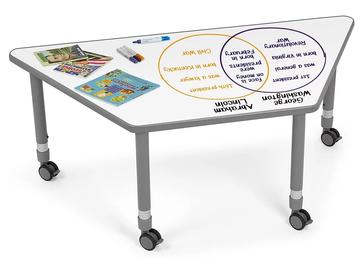Flex-Space Write & Wipe Mobile Trapezoid Table - US 9891