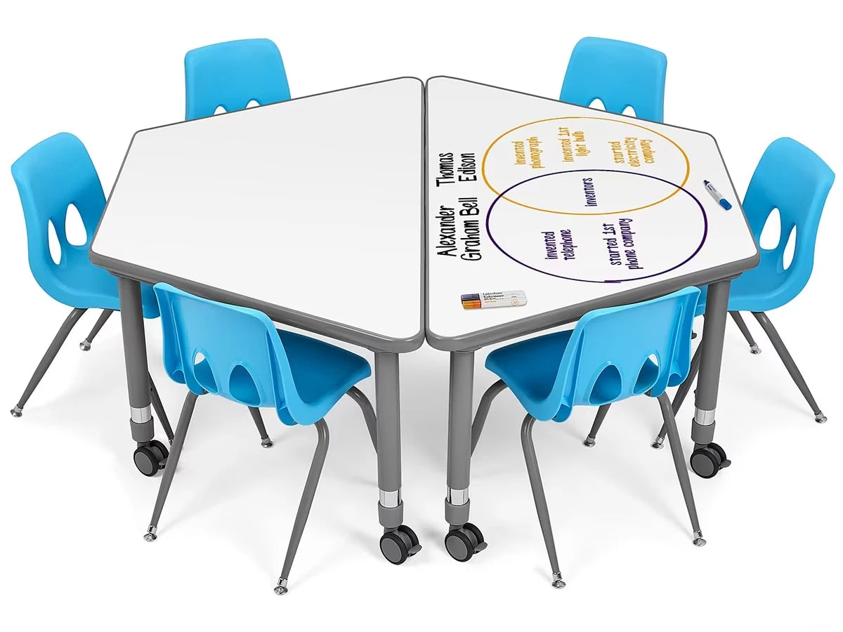 Flex-Space Write & Wipe Mobile Trapezoid Table - US 9891
