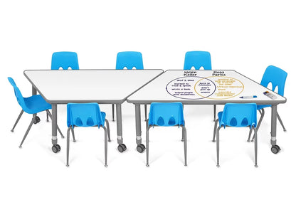 Flex-Space Write & Wipe Mobile Trapezoid Table - US 9891