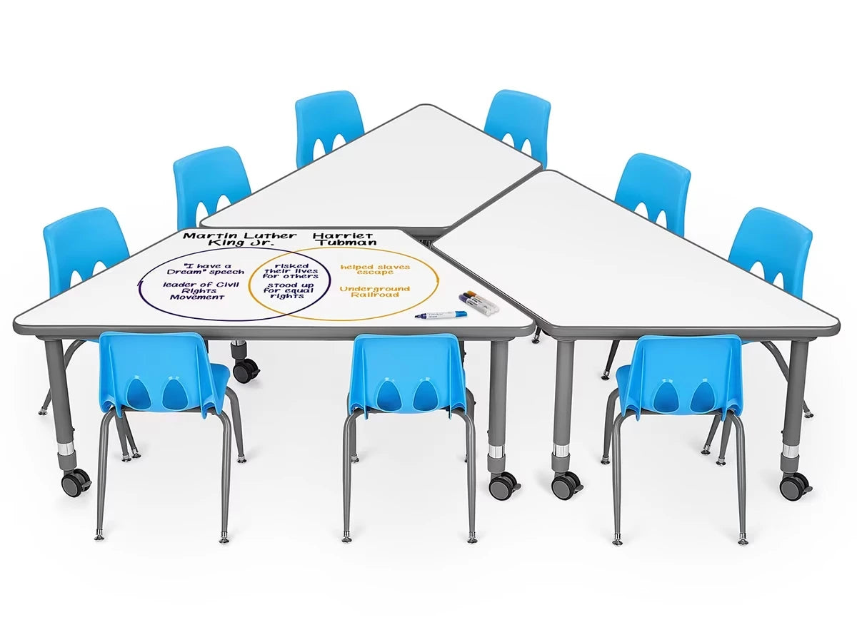 Flex-Space Write & Wipe Mobile Trapezoid Table - US 9891