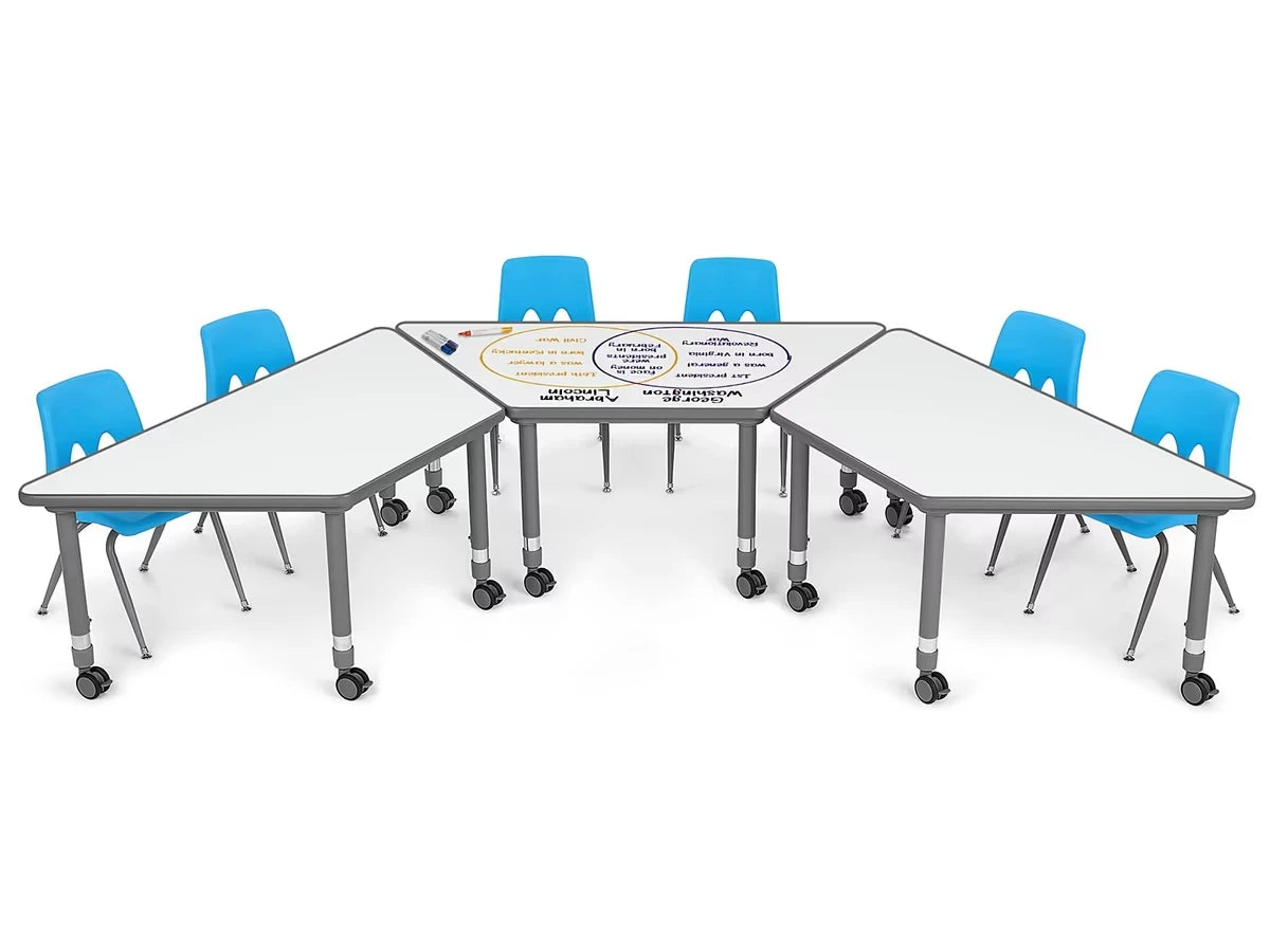 Flex-Space Write & Wipe Mobile Trapezoid Table - US 9891