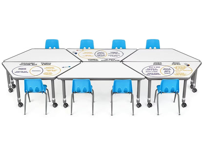 Flex-Space Write & Wipe Mobile Trapezoid Table - US 9891