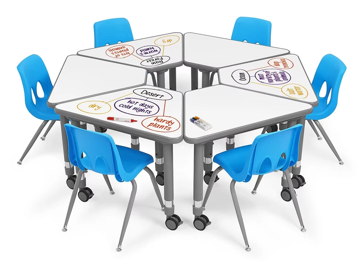 Flex-Space Write & Wipe Mobile Wedge Student Desk - US 3437