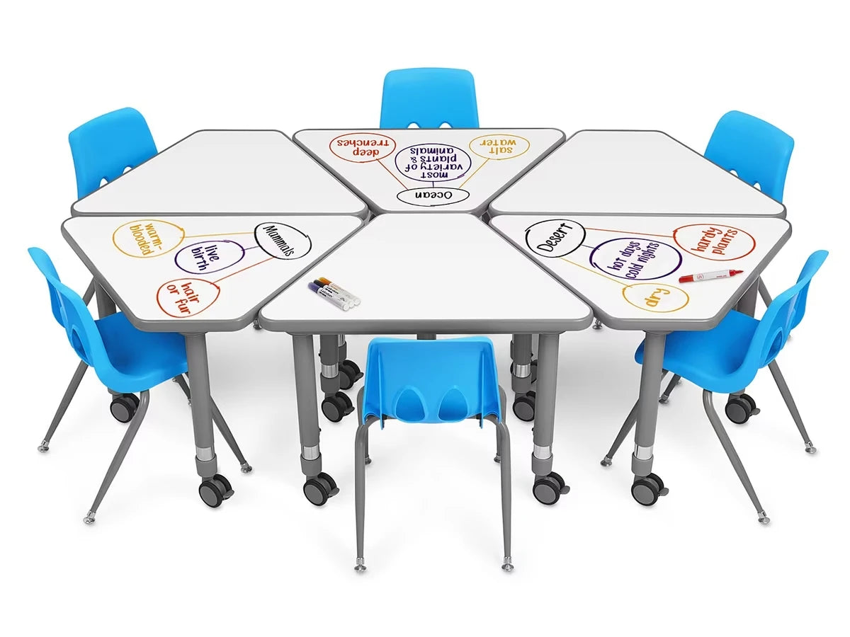 Flex-Space Write & Wipe Mobile Wedge Student Desk - US 3437