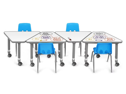 Flex-Space Write & Wipe Mobile Wedge Student Desk - US 3437