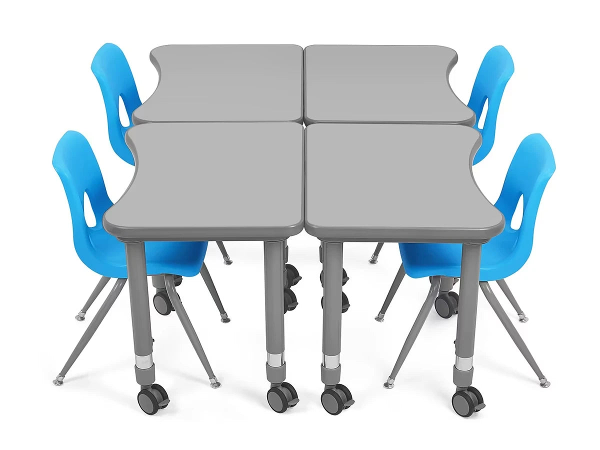 Flex-Space Mobile Student Desk with Book Box - Gray - US 3665