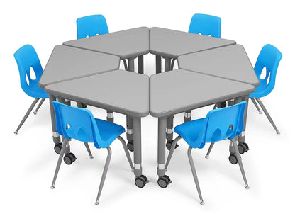 Flex-Space Mobile Wedge Student Desk - Gray - US 7866